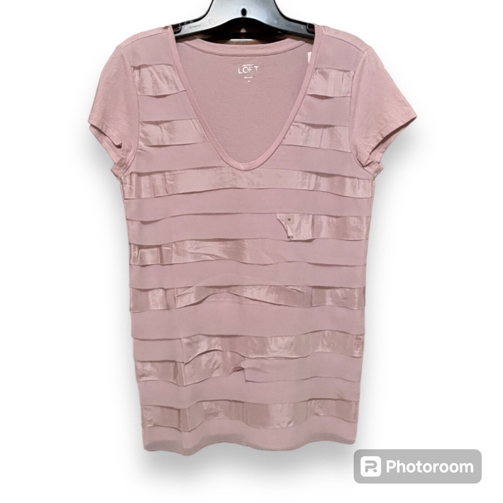 Ann Taylor LOFT Blush Pink V-Neck Top Women’s Size Large